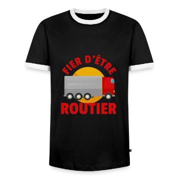 Fier d´être Chauffeur Routier Cadeau - T-shirt contrasté Homme - noir/blanc - Devant - AI Model Female 172 light (172cm) & AI Model Male 178 light (178cm)