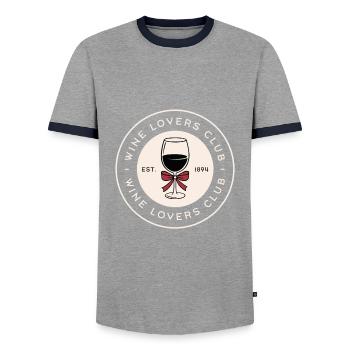 Club des amateurs de vin - T-shirt contrasté Homme - gris/marine  - Devant - AI Model Female 172 light (172cm) & AI Model Male 178 light (178cm)