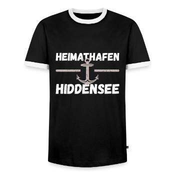 Heimathafen Hiddensee - Männer Kontrast-T-Shirt - Schwarz/Weiß - Vorne - AI Model Female 172 light (172cm) & AI Model Male 178 light (178cm)