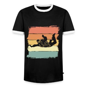 Fallschirmspringen vintage retro Skydiving - Men's Ringer Shirt - black/white - Front - AI Model Female 172 light (172cm) & AI Model Male 178 light (178cm)
