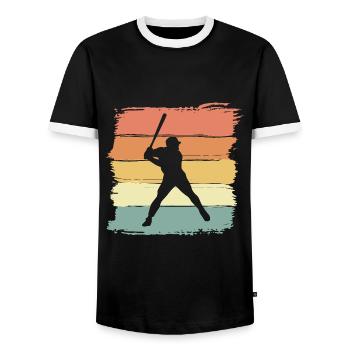 Baseball retro vintage Baseball Legende - Männer Kontrast-T-Shirt - Schwarz/Weiß - Vorne - AI Model Female 172 light (172cm) & AI Model Male 178 light (178cm)