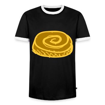 Eat a delicious nut snail - Men's Ringer Shirt - black/white - Front - AI Model Female 172 light (172cm) & AI Model Male 178 light (178cm)