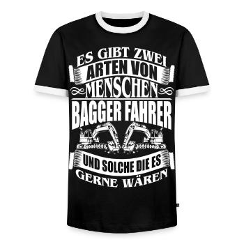 BAGGER MASCHINENFÜHRER TIEFBAU BERUF ARBEIT JOB - Männer Kontrast-T-Shirt - Schwarz/Weiß - Vorne - AI Model Female 172 light (172cm) & AI Model Male 178 light (178cm)