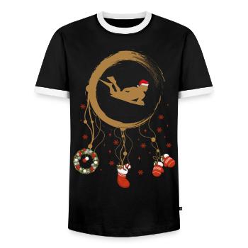 Bodyboard Weihnachten Weihnachtstraumfänger - Männer Kontrast-T-Shirt - Schwarz/Weiß - Vorne - AI Model Female 172 light (172cm) & AI Model Male 178 light (178cm)