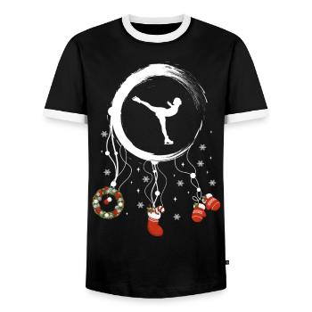 Eiskunstlaufen Weihnachten Weihnachtstraumfänger - Männer Kontrast-T-Shirt - Schwarz/Weiß - Vorne - AI Model Female 172 light (172cm) & AI Model Male 178 light (178cm)