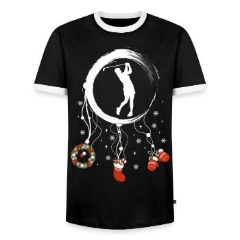 Golferin Weihnachten Weihnachtstraumfänger - Männer Kontrast-T-Shirt - Schwarz/Weiß - Vorne - AI Model Female 172 light (172cm) & AI Model Male 178 light (178cm)