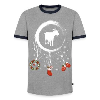 Ziege Weihnachten Weihnachtstraumfänger - Männer Kontrast-T-Shirt - Grau/Navy  - Vorne - AI Model Female 172 light (172cm) & AI Model Male 178 light (178cm)