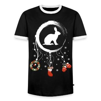 Hase Weihnachten Weihnachtstraumfänger - Männer Kontrast-T-Shirt - Schwarz/Weiß - Vorne - AI Model Female 172 light (172cm) & AI Model Male 178 light (178cm)