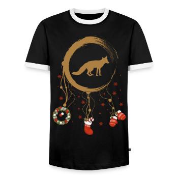 Fuchs Weihnachten Weihnachtstraumfänger - Männer Kontrast-T-Shirt - Schwarz/Weiß - Vorne - AI Model Female 172 light (172cm) & AI Model Male 178 light (178cm)