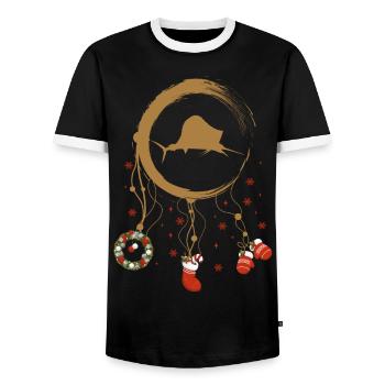 Marlin Weihnachten Weihnachtstraumfänger - Männer Kontrast-T-Shirt - Schwarz/Weiß - Vorne - AI Model Female 172 light (172cm) & AI Model Male 178 light (178cm)
