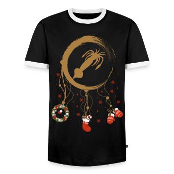 Kalmar Weihnachten Weihnachtstraumfänger - Männer Kontrast-T-Shirt - Schwarz/Weiß - Vorne - AI Model Female 172 light (172cm) & AI Model Male 178 light (178cm)