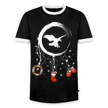 Adler Weihnachten Weihnachtstraumfänger - Männer Kontrast-T-Shirt - Schwarz/Weiß - Vorne - AI Model Female 172 light (172cm) & AI Model Male 178 light (178cm)