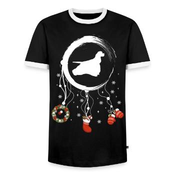 Amerikanischer Cocker Spaniel Weihnachten Weihnach - Männer Kontrast-T-Shirt - Schwarz/Weiß - Vorne - AI Model Female 172 light (172cm) & AI Model Male 178 light (178cm)