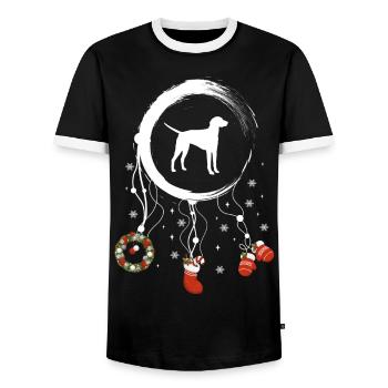 Amerikanischer Foxhound Weihnachten Weihnachtstrau - Männer Kontrast-T-Shirt - Schwarz/Weiß - Vorne - AI Model Female 172 light (172cm) & AI Model Male 178 light (178cm)