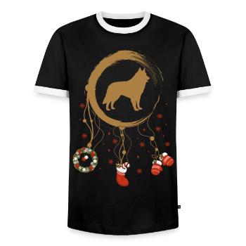 Belgischer Schäferhund Weihnachten Weihnachtstraum - Männer Kontrast-T-Shirt - Schwarz/Weiß - Vorne - AI Model Female 172 light (172cm) & AI Model Male 178 light (178cm)