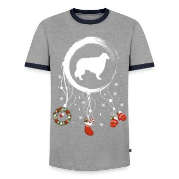 Barsoi Weihnachten Weihnachtstraumfänger - Männer Kontrast-T-Shirt - Grau/Navy  - Vorne - AI Model Female 172 light (172cm) & AI Model Male 178 light (178cm)