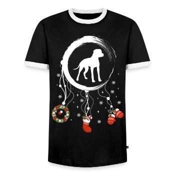 Argentinischer Hund Weihnachten Weihnachtstraumfän - Männer Kontrast-T-Shirt - Schwarz/Weiß - Vorne - AI Model Female 172 light (172cm) & AI Model Male 178 light (178cm)