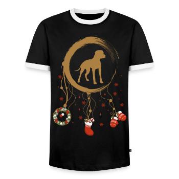 Argentinischer Hund Weihnachten Weihnachtstraumfän - Männer Kontrast-T-Shirt - Schwarz/Weiß - Vorne - AI Model Female 172 light (172cm) & AI Model Male 178 light (178cm)