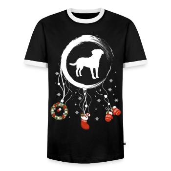 Großer Schweizer Sennenhund Weihnachten Weihnachts - Männer Kontrast-T-Shirt - Schwarz/Weiß - Vorne - AI Model Female 172 light (172cm) & AI Model Male 178 light (178cm)