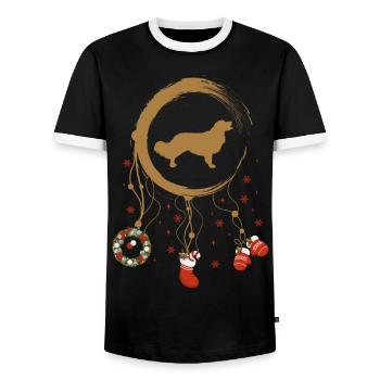 Kooikerhondje Weihnachten Weihnachtstraumfänger - Männer Kontrast-T-Shirt - Schwarz/Weiß - Vorne - AI Model Female 172 light (172cm) & AI Model Male 178 light (178cm)