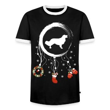 Kooikerhondje Weihnachten Weihnachtstraumfänger - Männer Kontrast-T-Shirt - Schwarz/Weiß - Vorne - AI Model Female 172 light (172cm) & AI Model Male 178 light (178cm)
