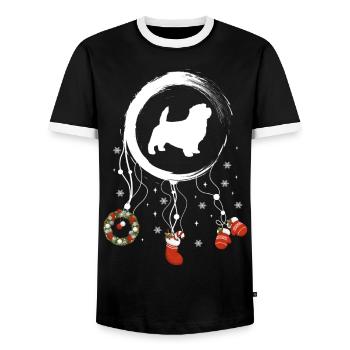 Norfolk Terrier Weihnachten Weihnachtstraumfänger - Männer Kontrast-T-Shirt - Schwarz/Weiß - Vorne - AI Model Female 172 light (172cm) & AI Model Male 178 light (178cm)