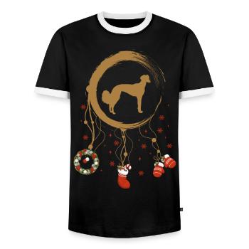 Saluki Weihnachten Weihnachtstraumfänger - Männer Kontrast-T-Shirt - Schwarz/Weiß - Vorne - AI Model Female 172 light (172cm) & AI Model Male 178 light (178cm)