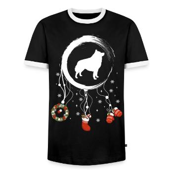 Schipperke Weihnachten Weihnachtstraumfänger - Männer Kontrast-T-Shirt - Schwarz/Weiß - Vorne - AI Model Female 172 light (172cm) & AI Model Male 178 light (178cm)