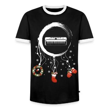 Tastatur Weihnachten Weihnachtstraumfänger - Männer Kontrast-T-Shirt - Schwarz/Weiß - Vorne - AI Model Female 172 light (172cm) & AI Model Male 178 light (178cm)