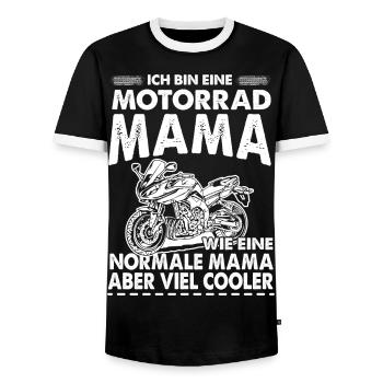 Motorrad Mama - Männer Kontrast-T-Shirt - Schwarz/Weiß - Vorne - AI Model Female 172 light (172cm) & AI Model Male 178 light (178cm)