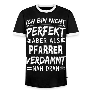 PFARRER - Männer Kontrast-T-Shirt - Schwarz/Weiß - Vorne - AI Model Female 172 light (172cm) & AI Model Male 178 light (178cm)