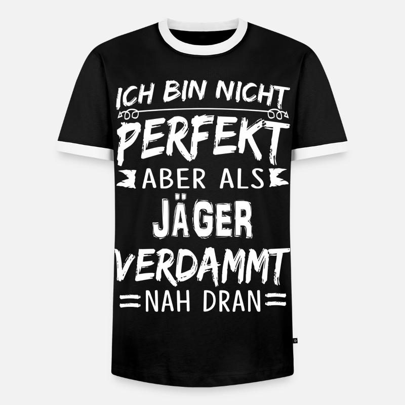 JÄGER - Männer Kontrast-T-Shirt - Schwarz/Weiß