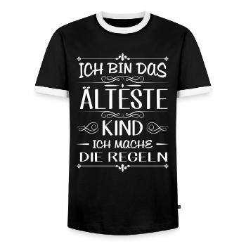 Ich bin das älteste Kind ich mache die Regeln - Männer Kontrast-T-Shirt - Schwarz/Weiß - Vorne - AI Model Female 172 light (172cm) & AI Model Male 178 light (178cm)