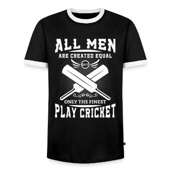 Men are created equal but the finest play cricket - T-shirt contrasté Homme - noir/blanc - Devant - AI Model Female 172 light (172cm) & AI Model Male 178 light (178cm)