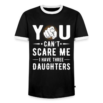 You can't scare me i have three daughters - Men's Ringer Shirt - black/white - Front - AI Model Female 172 light (172cm) & AI Model Male 178 light (178cm)