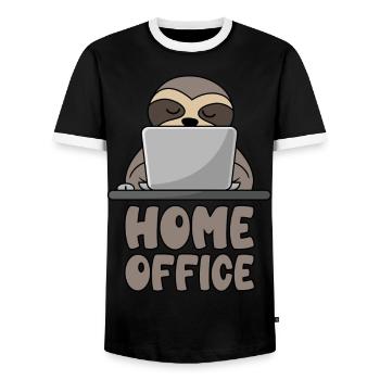 home office - Men's Ringer Shirt - black/white - Front - AI Model Female 172 light (172cm) & AI Model Male 178 light (178cm)