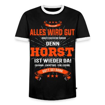 Alles wird gut denn Horst ist da! Cooles T-Shirt - Männer Kontrast-T-Shirt - Schwarz/Weiß - Vorne - AI Model Female 172 light (172cm) & AI Model Male 178 light (178cm)