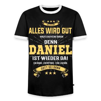 Daniel, tout ira bien T-shirt - T-shirt contrasté Homme - noir/blanc - Devant - AI Model Female 172 light (172cm) & AI Model Male 178 light (178cm)