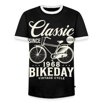 Cycling fan 1968 55 years Birthday Cyclist - Men's Ringer Shirt - black/white - Front - AI Model Female 172 light (172cm) & AI Model Male 178 light (178cm)