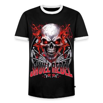 Skull Skull Skeleton Motorcycle Biker Gang - Men's Ringer Shirt - black/white - Front - AI Model Female 172 light (172cm) & AI Model Male 178 light (178cm)