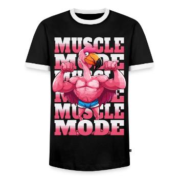 Flamingo Muskeln Fitness Bodybuilding Muscle Mode - Männer Kontrast-T-Shirt - Schwarz/Weiß - Vorne - AI Model Female 172 light (172cm) & AI Model Male 178 light (178cm)