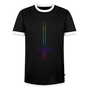Sword - Men's Ringer Shirt - black/white - Front - AI Model Female 172 light (172cm) & AI Model Male 178 light (178cm)