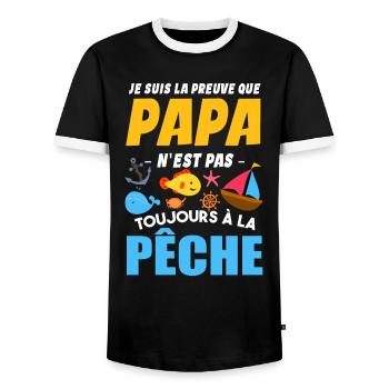 Papa Pêche Pêcheur Bébé Nourrisson Naissance - T-shirt contrasté Homme - noir/blanc - Devant - AI Model Female 172 light (172cm) & AI Model Male 178 light (178cm)