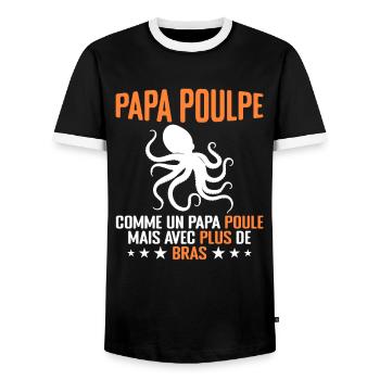 Papa Poulpe Cadeau Drôle Papa Humour - T-shirt contrasté Homme - noir/blanc - Devant - AI Model Female 172 light (172cm) & AI Model Male 178 light (178cm)
