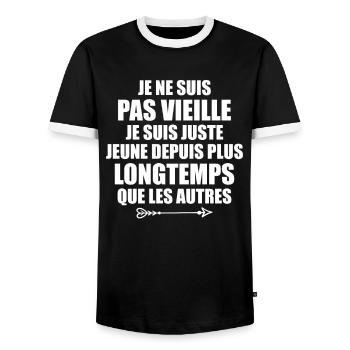 Je Ne Suis Pas Vieille Cadeau D'anniversaire - T-shirt contrasté Homme - noir/blanc - Devant - AI Model Female 172 light (172cm) & AI Model Male 178 light (178cm)