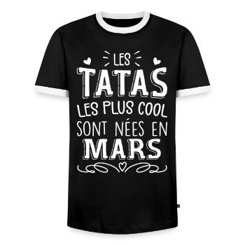 Anniversaire Tante Tata Mars Cadeau - T-shirt contrasté Homme - noir/blanc - Devant - AI Model Female 172 light (172cm) & AI Model Male 178 light (178cm)