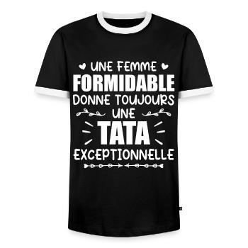 Une Femme Formidable Donne Une Tata Exceptionnelle - T-shirt contrasté Homme - noir/blanc - Devant - AI Model Female 172 light (172cm) & AI Model Male 178 light (178cm)