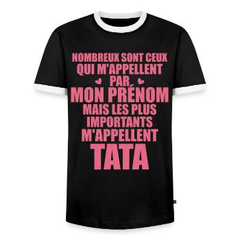 Les plus importants m'appellent Tata - Prénom Tata - T-shirt contrasté Homme - noir/blanc - Devant - AI Model Female 172 light (172cm) & AI Model Male 178 light (178cm)