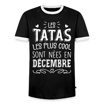 Anniversaire Tante Tata Décembre Cadeau - T-shirt contrasté Homme - noir/blanc - Devant - AI Model Female 172 light (172cm) & AI Model Male 178 light (178cm)