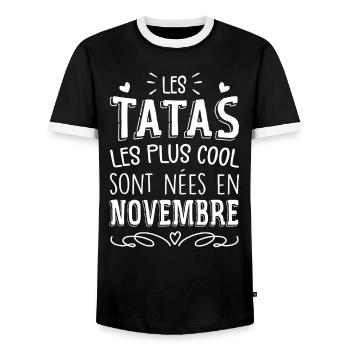 Anniversaire Tante Tata Novembre Cadeau - T-shirt contrasté Homme - noir/blanc - Devant - AI Model Female 172 light (172cm) & AI Model Male 178 light (178cm)